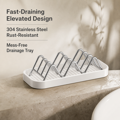 ✨Wavy stainless steel soap dish, suitable for holding soap and sponges💧