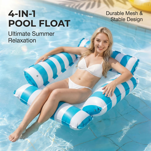 🛟(With air pump!!)🔥4-in-1 Inflatable Water Hammock – Pool Floating Lounge Chair & Swimming Bed