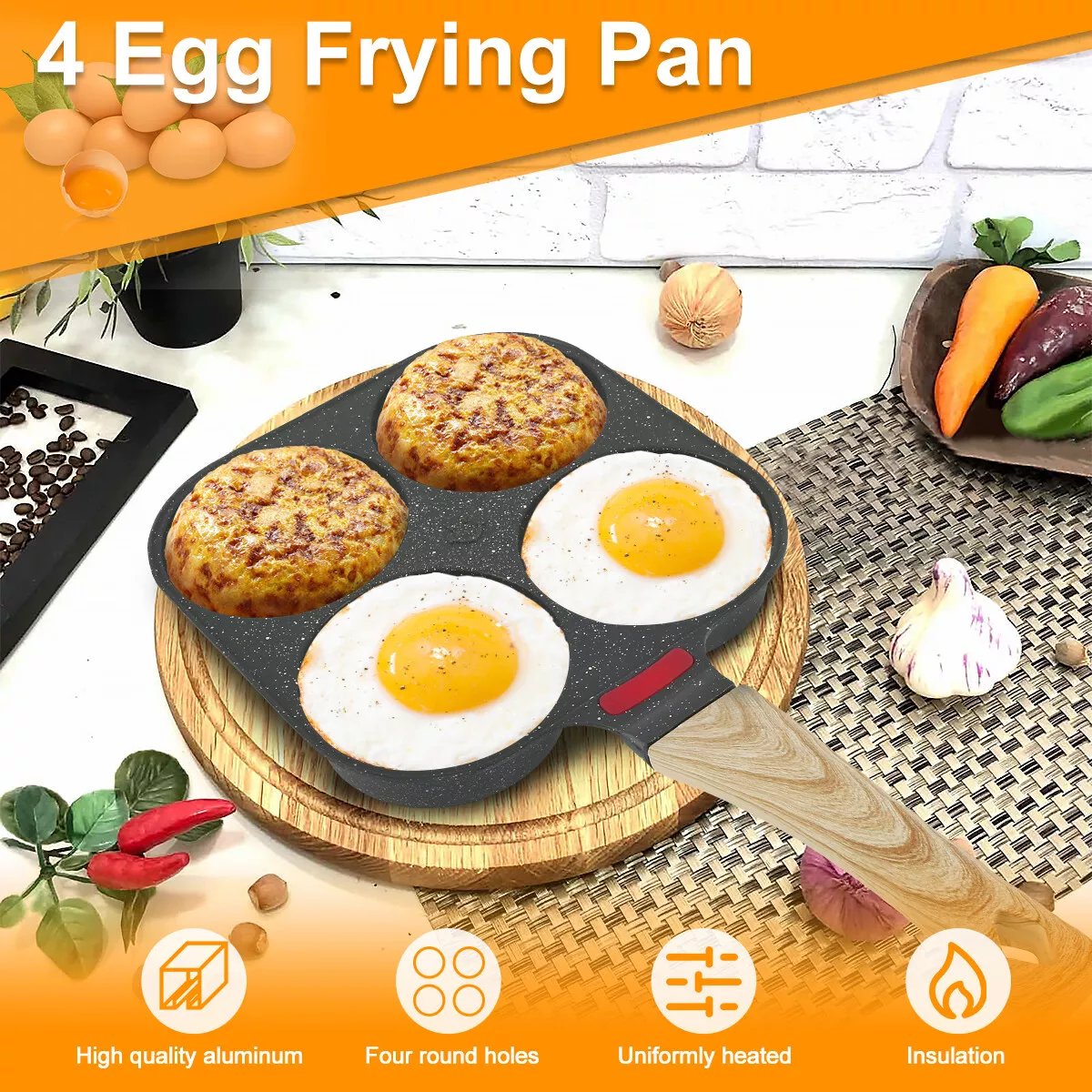 🏆Hot Sale⚡🔥🍳4 Egg Frying Pan