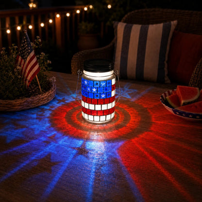 🔥4th of July Solar Patriotic Mason Jar Lantern