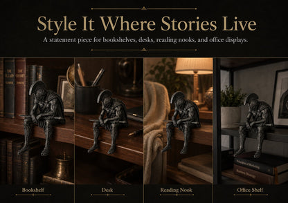 ⚔️ Ancient Greek Warrior Shelf Sitter – Unique Bookshelf Decor