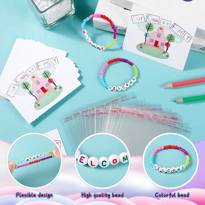 🏫Back to School Friendship Bracelets Set🧒 -Include Our Class Is a Family Greeting Card and  Bracelet with Bags Gift