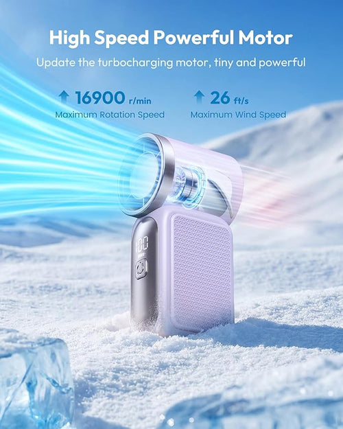 💨Mini Handheld Fan with LED Display –👍5-Speed Turbo Pocket size Fan.✨USB Rechargeable, High-Speed Cooling for Travel & Makeup. Perfect  Gift.  Portable Refrigeration