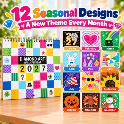 ⏳ Last Day 49% OFF – 💎 2027 Diamond Art Wall Calendar | 12 Monthly Designs ✨