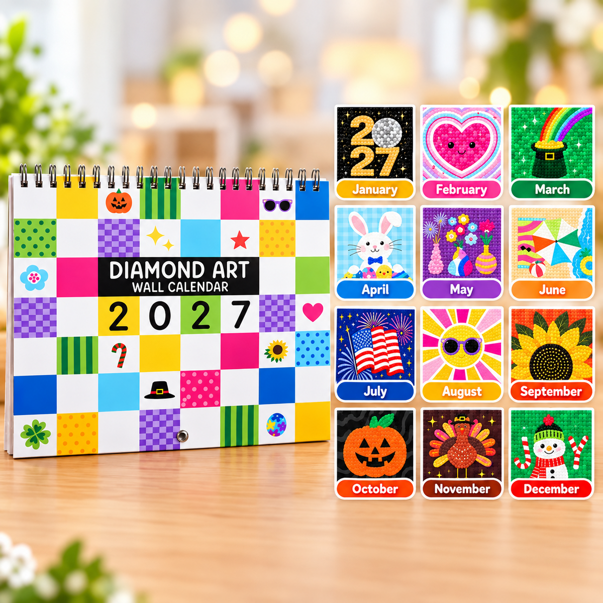 ⏳ Last Day 49% OFF – 💎 2027 Diamond Art Wall Calendar | 12 Monthly Designs ✨