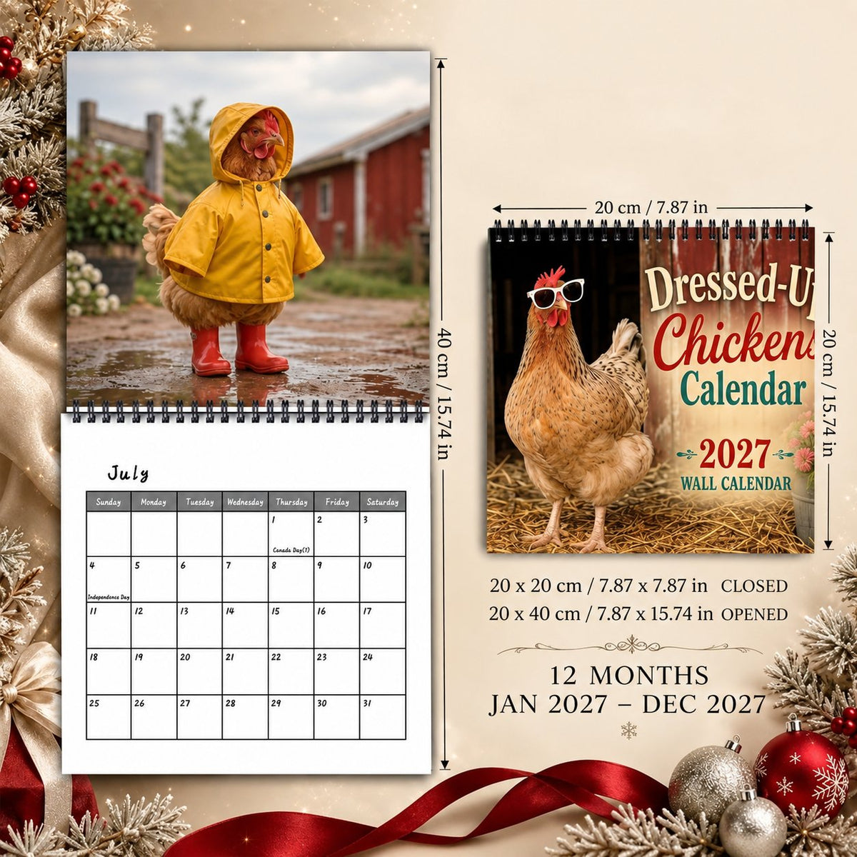 🐔 2027 Farm Chicken Calendar – 12 Months of Farmyard Charm & Feathered Fun
