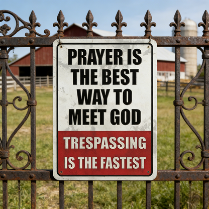 🎖️Retro Iron "Prayer & Trespassing" Wall Plaque