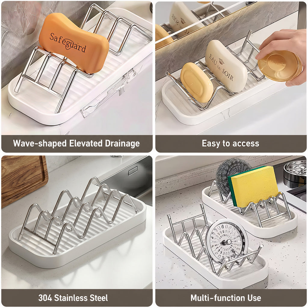 ✨Wavy stainless steel soap dish, suitable for holding soap and sponges💧