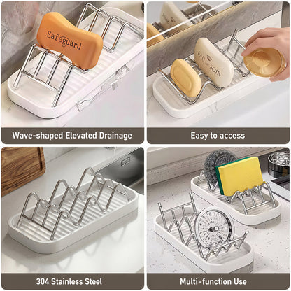 ✨Wavy stainless steel soap dish, suitable for holding soap and sponges💧