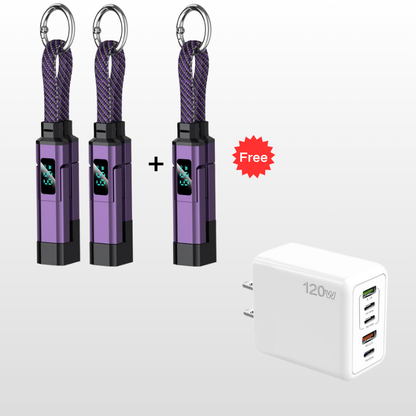 🔥🔌 4-in-1 Charging Cable with Digital Display & Keychain – Fast-Charging, Kink-Resistant & Compact