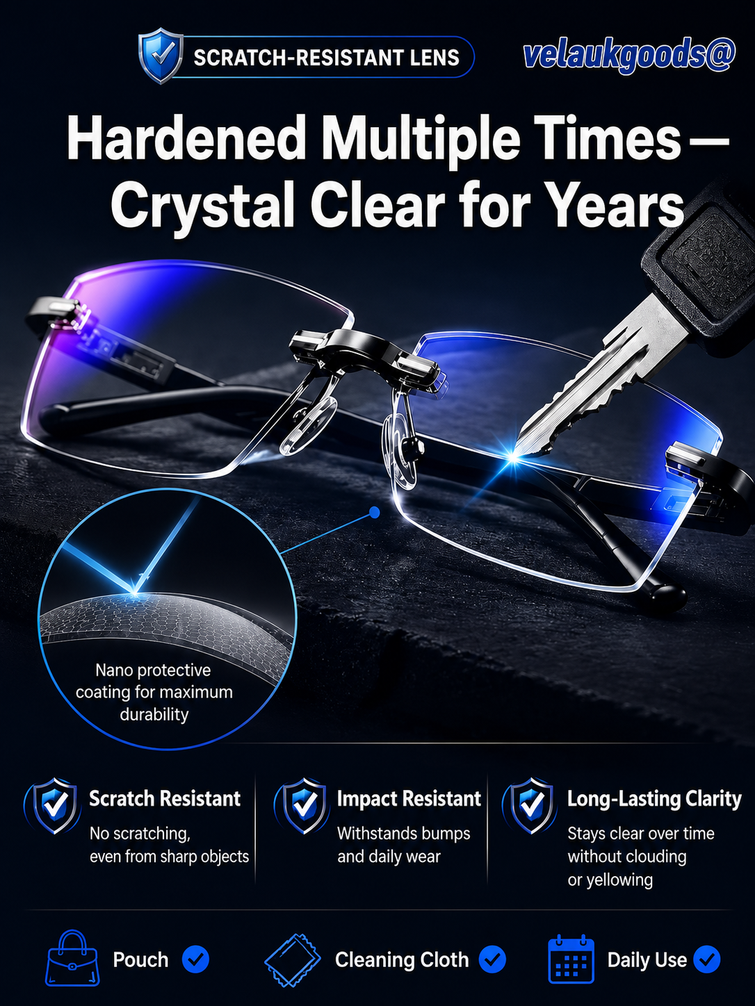 🔥Ultra-lightweight rimless reading glasses with diamond-cut lenses.