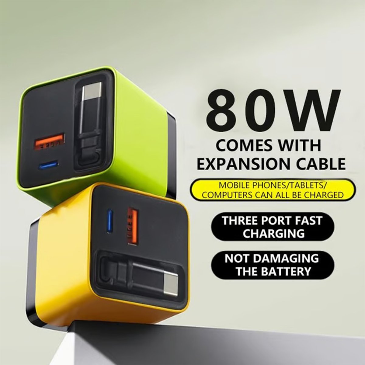 ✨3 in 1 Charger Retractable 80W MAX Fast