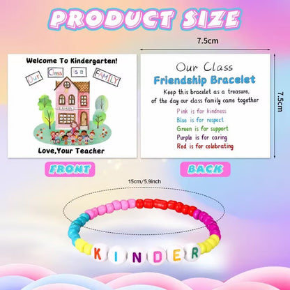 🏫Back to School Friendship Bracelets Set🧒 -Include Our Class Is a Family Greeting Card and  Bracelet with Bags Gift