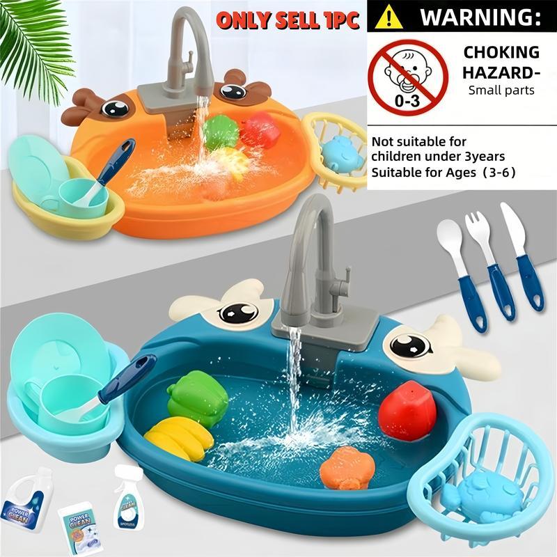Cute Kitchen Sink Toy Set with Water Faucet
