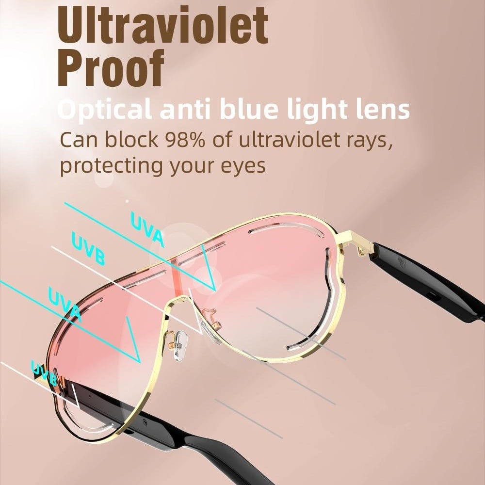 😎 Smart Bluetooth 5.4 Audio Sunglasses – Open-Ear, UV & Blue Light Protection💕