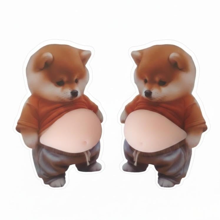 🔥(6PCS!!)3D Dog Belly Mochi Squishy Stickers, Stress Relief Fidget, Cute Squeeze Toys