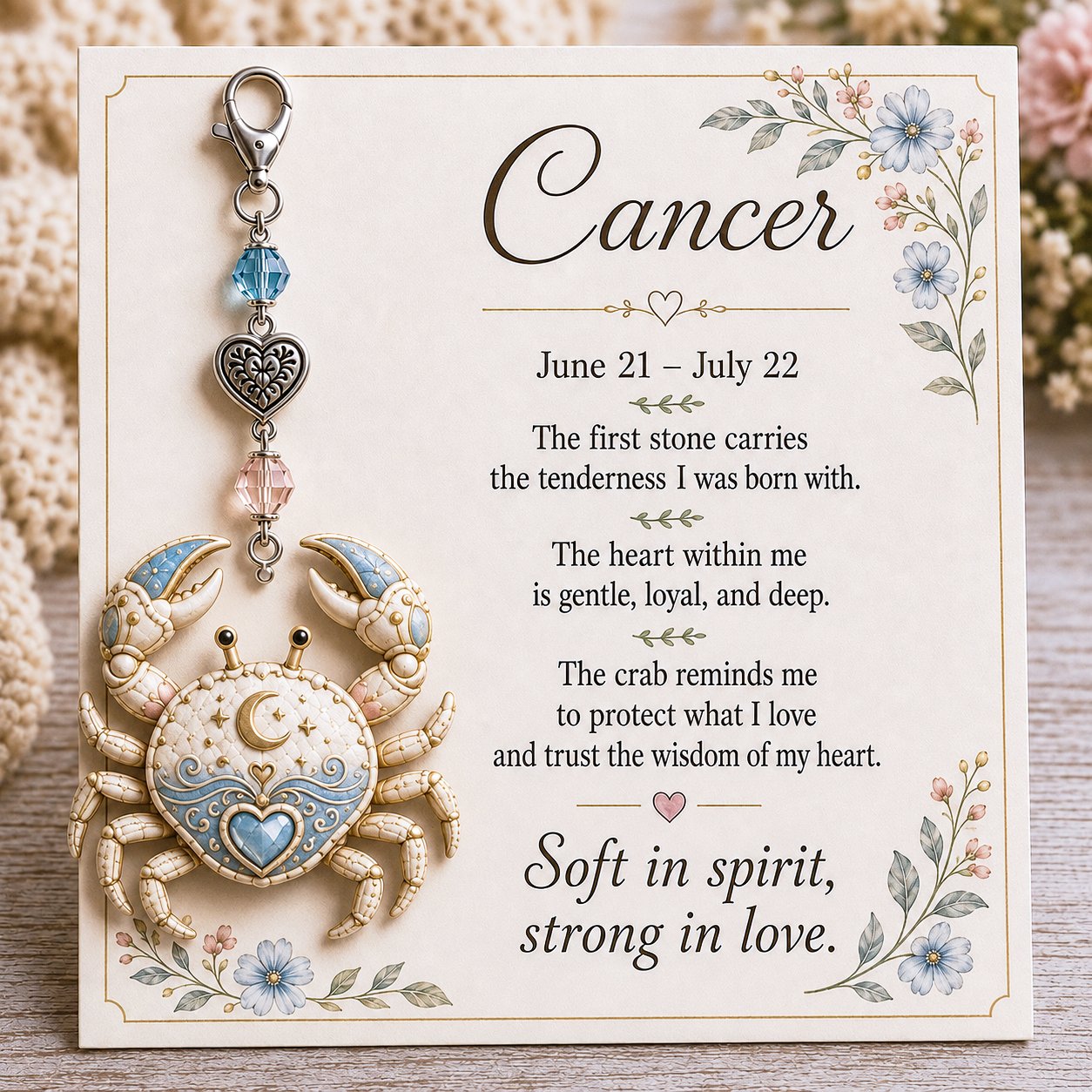 12 Zodiac Birthstone Charm Keepsake Card | Astrology Birthday Gift for Her