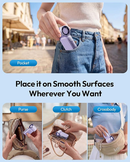 💨Mini Handheld Fan with LED Display –👍5-Speed Turbo Pocket size Fan.✨USB Rechargeable, High-Speed Cooling for Travel & Makeup. Perfect  Gift.  Portable Refrigeration