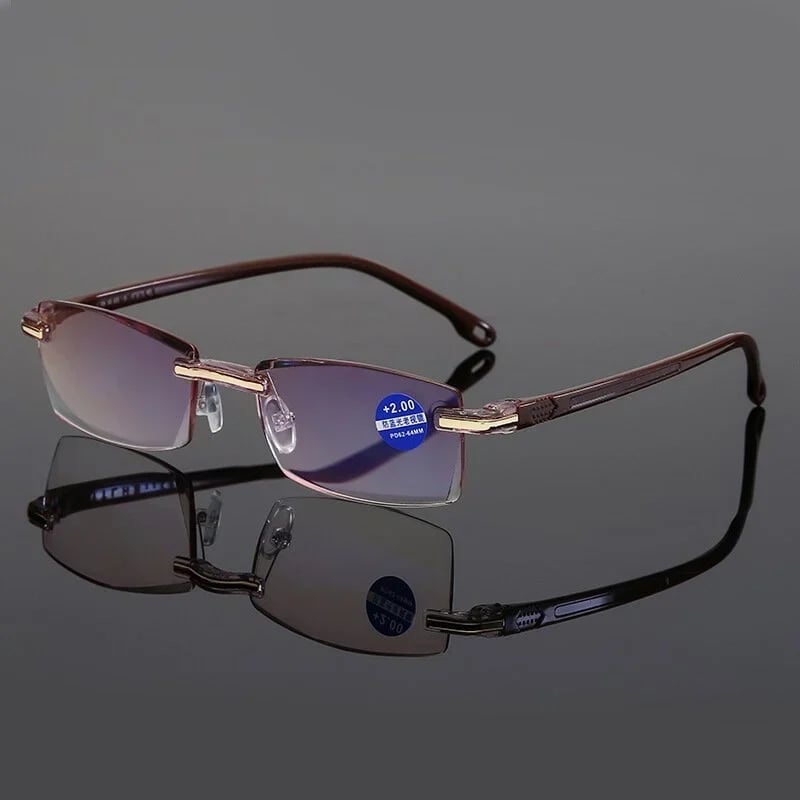 🔥Ultra-lightweight rimless reading glasses with diamond-cut lenses.
