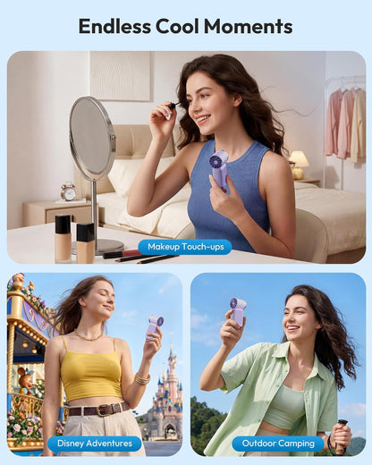 💨Mini Handheld Fan with LED Display –👍5-Speed Turbo Pocket size Fan.✨USB Rechargeable, High-Speed Cooling for Travel & Makeup. Perfect  Gift.  Portable Refrigeration