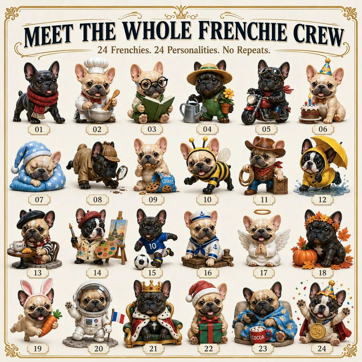 ⏳ Last Day 49% OFF – 🐶 24-Day French Bulldog Christmas Advent Calendar | 24 Unique Collectible Frenchie Characters with Different Outfits, Personalities & Daily Holiday Surprises 🎄✨