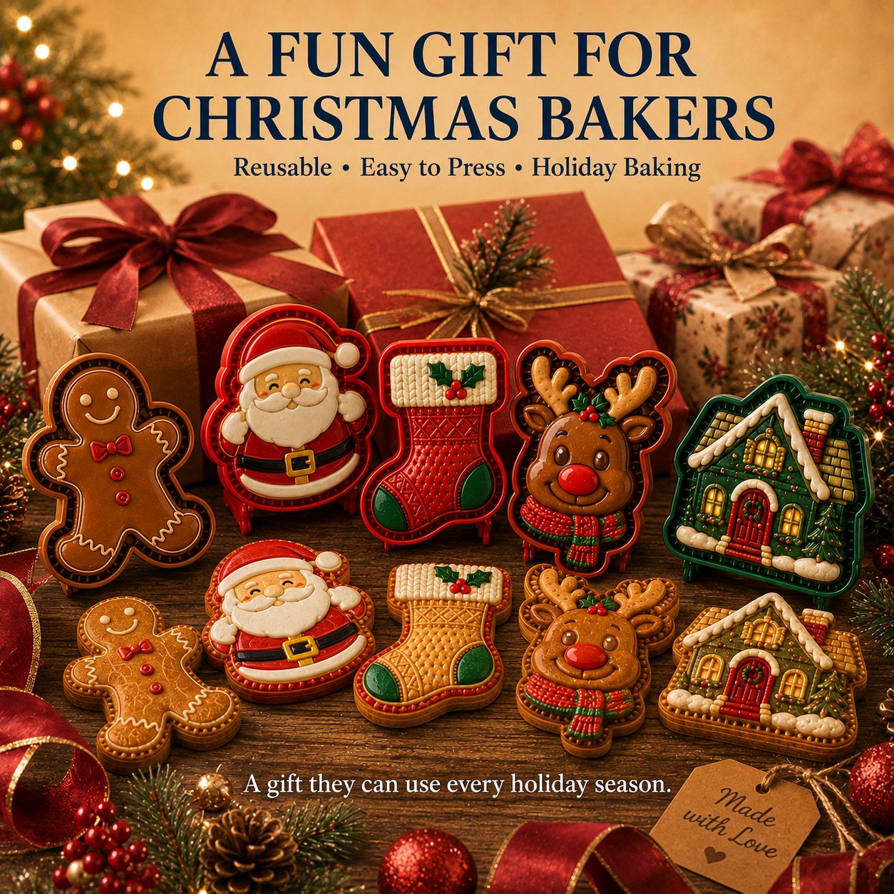🎄16-Design Christmas Mini Pie Mold Collection | Reusable Embossed Molds for Shaping Detailed Santa, Snowman, Reindeer, Tree & Holiday Pies 🥧✨