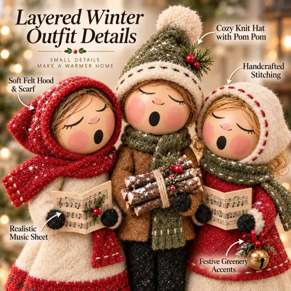 🎄 Vintage Christmas Carolers Figurine | Cozy 3-Person Tabletop Holiday Decor 🎶