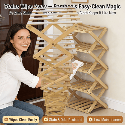 The 9-Tier No-Assembly Bamboo Rack !🌿👟