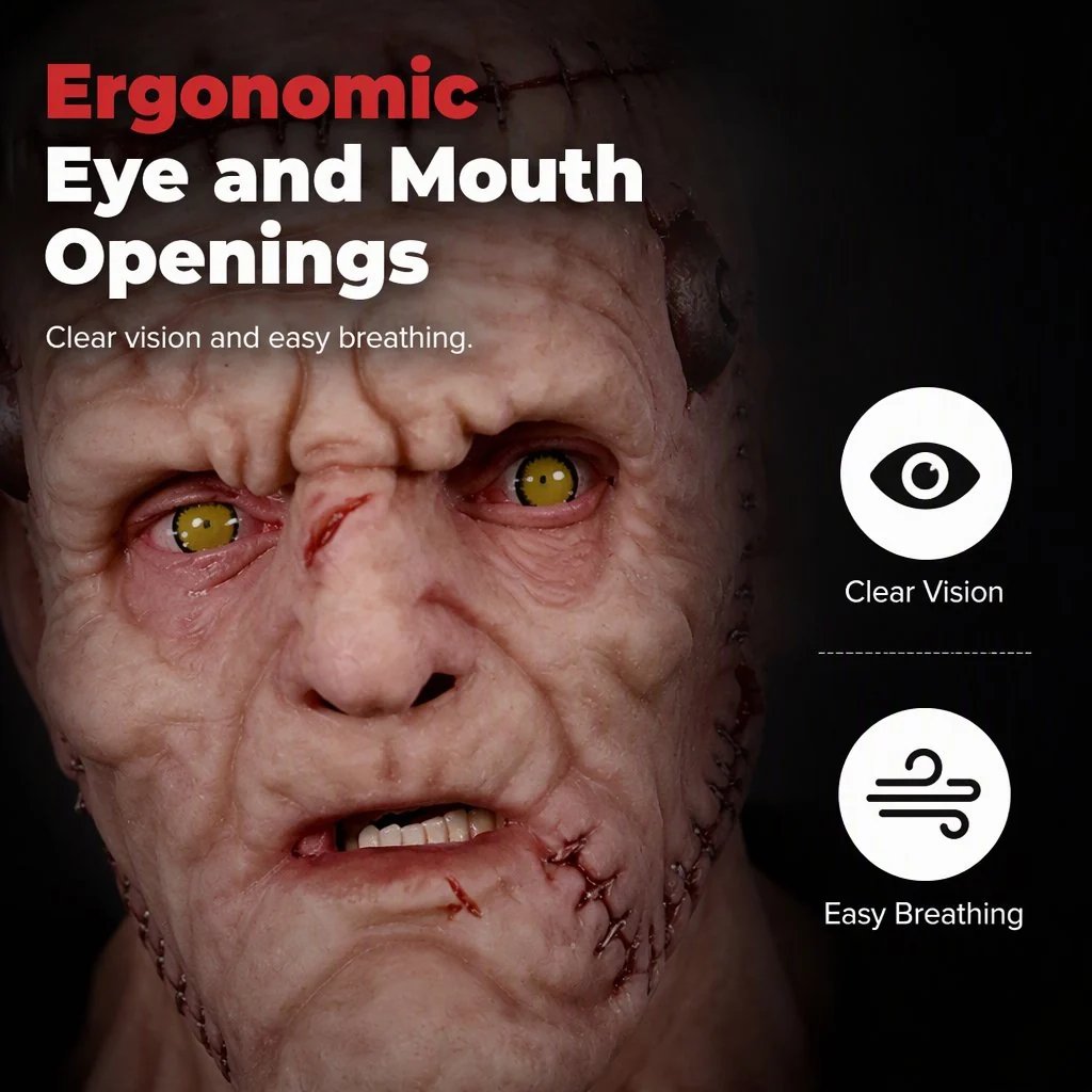 ⭐👹 Stitched Monster Full-Head Silicone Horror Mask | Costume Piece
