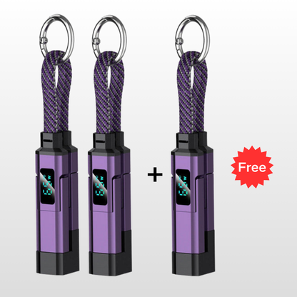 🔥🔌 4-in-1 Charging Cable with Digital Display & Keychain – Fast-Charging, Kink-Resistant & Compact