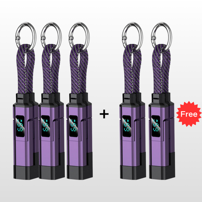 🔥🔌 4-in-1 Charging Cable with Digital Display & Keychain – Fast-Charging, Kink-Resistant & Compact