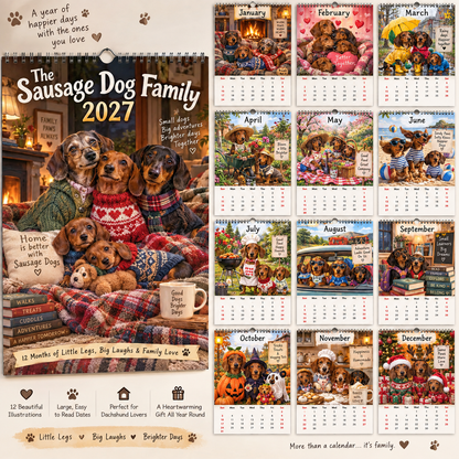 The Sausage Dog Family 2027 Desk Calendar – 12 Months Of Little Legs, Big Laughs & Family Love 🐾