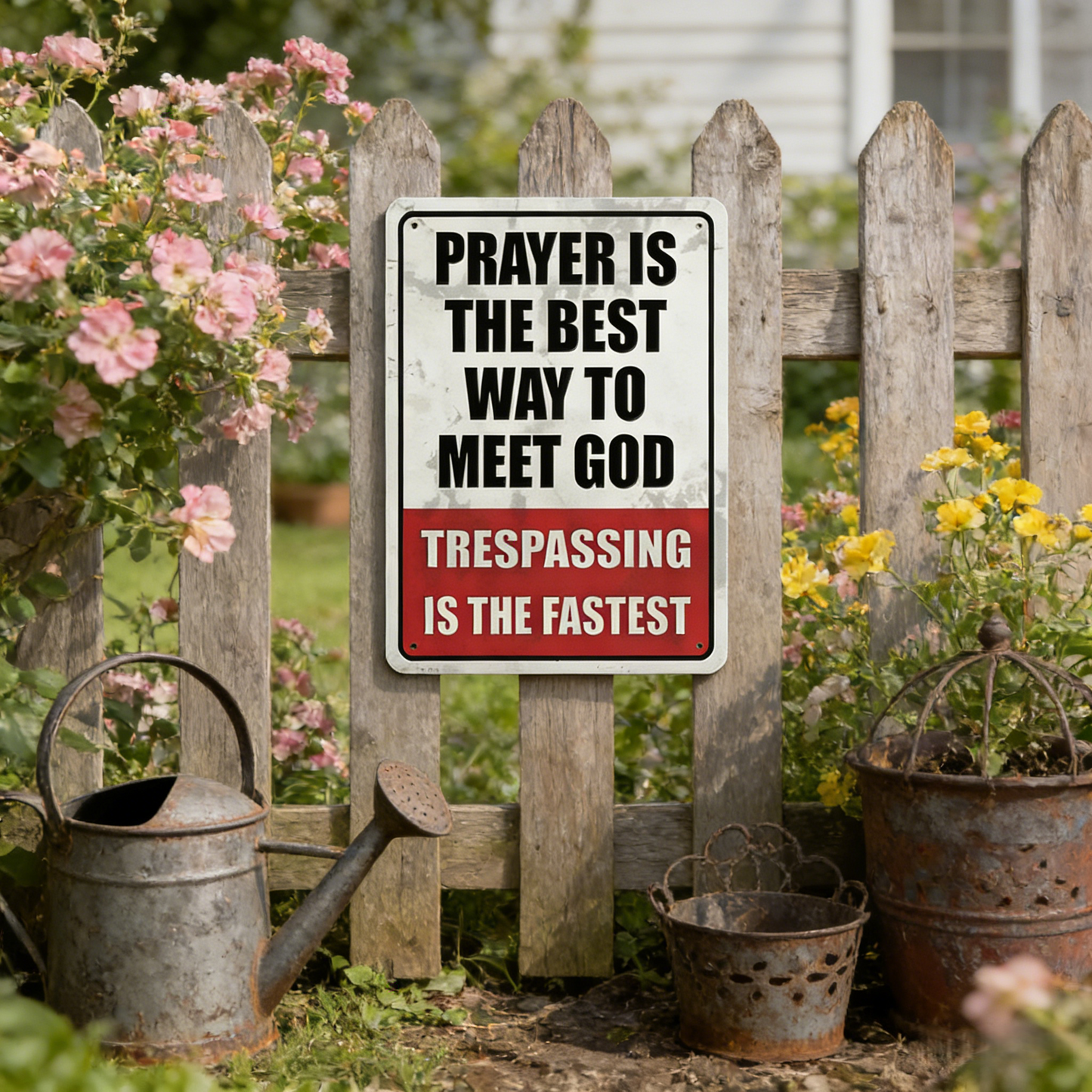 🎖️Retro Iron "Prayer & Trespassing" Wall Plaque