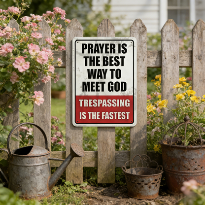 🎖️Retro Iron "Prayer & Trespassing" Wall Plaque
