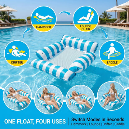 🛟(With air pump!!)🔥4-in-1 Inflatable Water Hammock – Pool Floating Lounge Chair & Swimming Bed