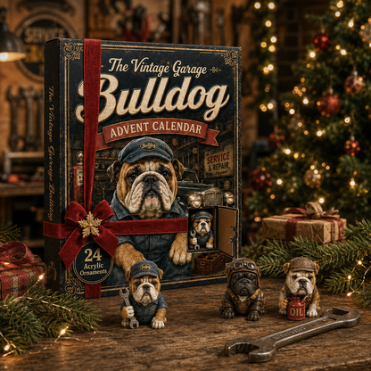 🐶The Vintage Garage Bulldog Advent Calendar 2026 - 24-Day Festive Countdown