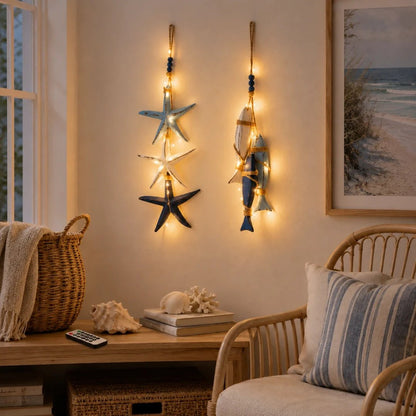 Coastal Wooden Hanging Ornament Lights
