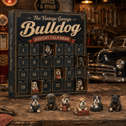 🐶The Vintage Garage Bulldog Advent Calendar 2026 - 24-Day Festive Countdown