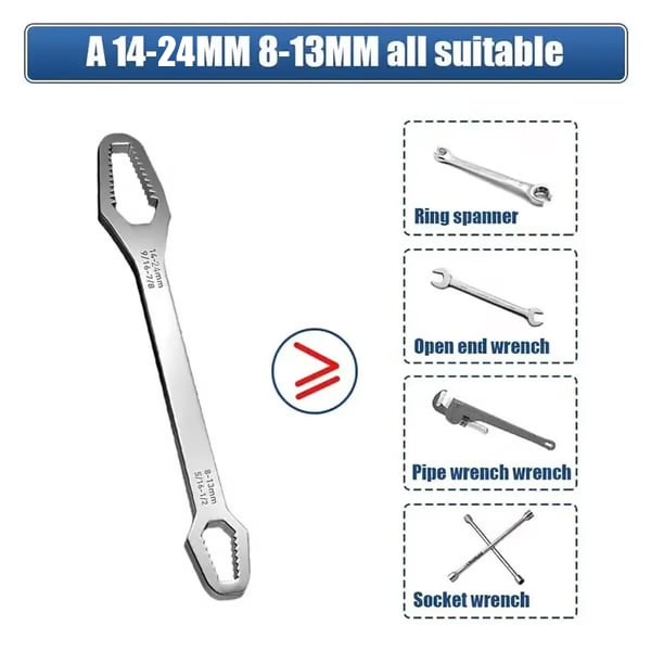 🔧(2 PCS)Double-Ended Torx Wrench, Universal Automotive Torx Wrench 8-24mm Self-Tightening🔧
