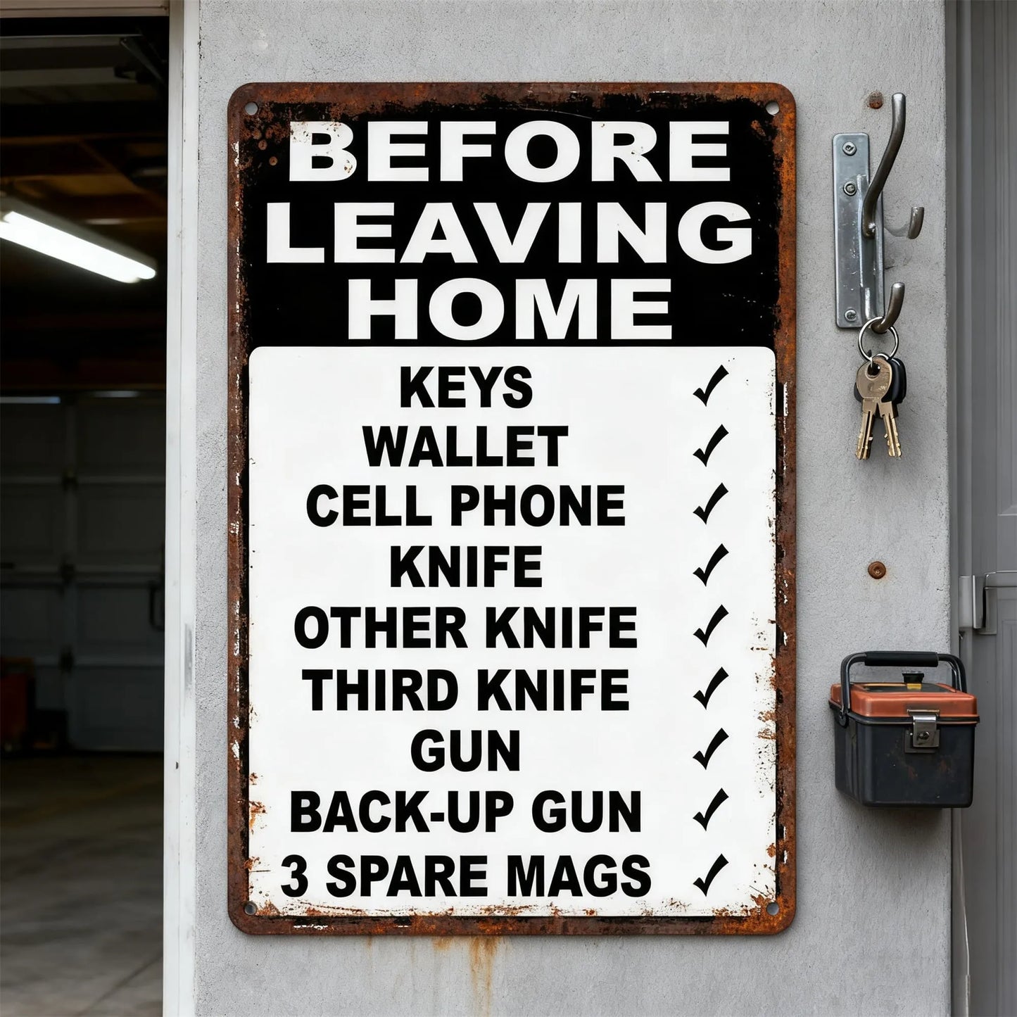 🔥“Before Leaving Home” Funny Metal Sign