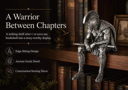 ⚔️ Ancient Greek Warrior Shelf Sitter – Unique Bookshelf Decor