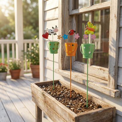🪴Set of 3 Metal Flower Pot Garden Stakes