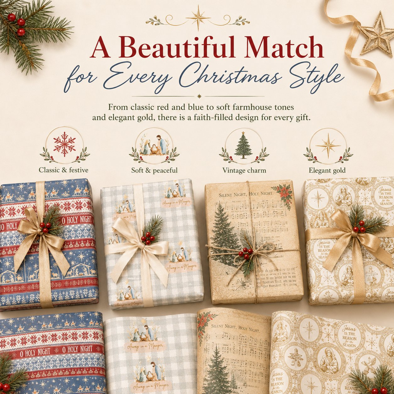 ✝️ Jesus Is The Reason For The Season🎄🎁Christian Christmas Wrapping Paper