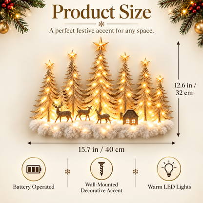 🎄✨Lighted Christmas Deer Forest Wall Decor – Warm LED Winter Scene Holiday Decoration