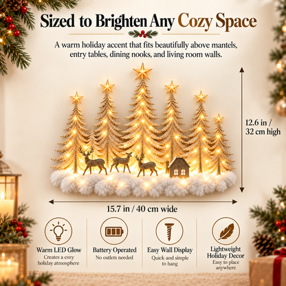 🎄✨Lighted Christmas Deer Forest Wall Decor – Warm LED Winter Scene Holiday Decoration