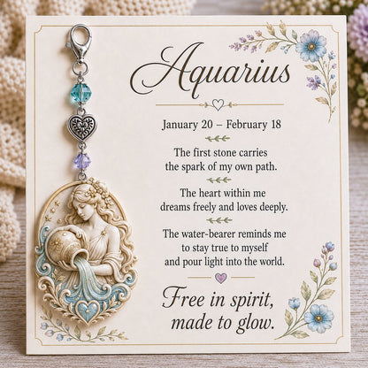 12 Zodiac Birthstone Charm Keepsake Card | Astrology Birthday Gift for Her