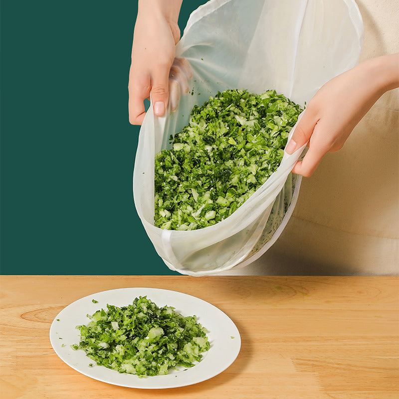 🥬48% OFF NOW! No-Mess Fine Mesh Nylon Strain Bag – Reusable Food Filter Bag for Squeezing Vegetable Water, Straining Juice, Nut Milk & Dumpling Filling, Drawstring Food Strainer Bag for Kitchen
