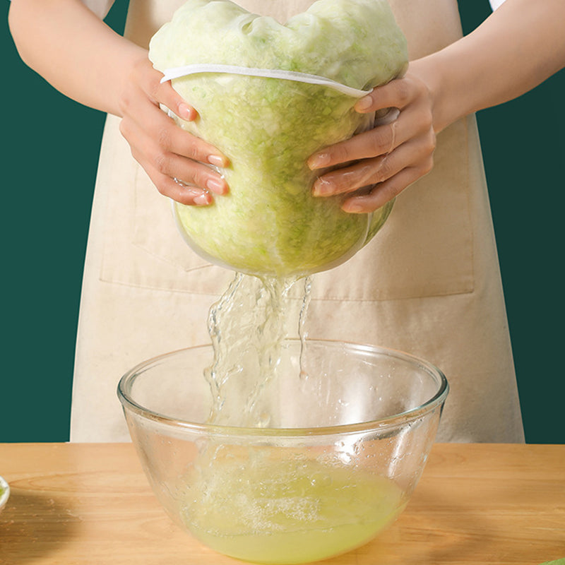 🥬48% OFF NOW! No-Mess Fine Mesh Nylon Strain Bag – Reusable Food Filter Bag for Squeezing Vegetable Water, Straining Juice, Nut Milk & Dumpling Filling, Drawstring Food Strainer Bag for Kitchen