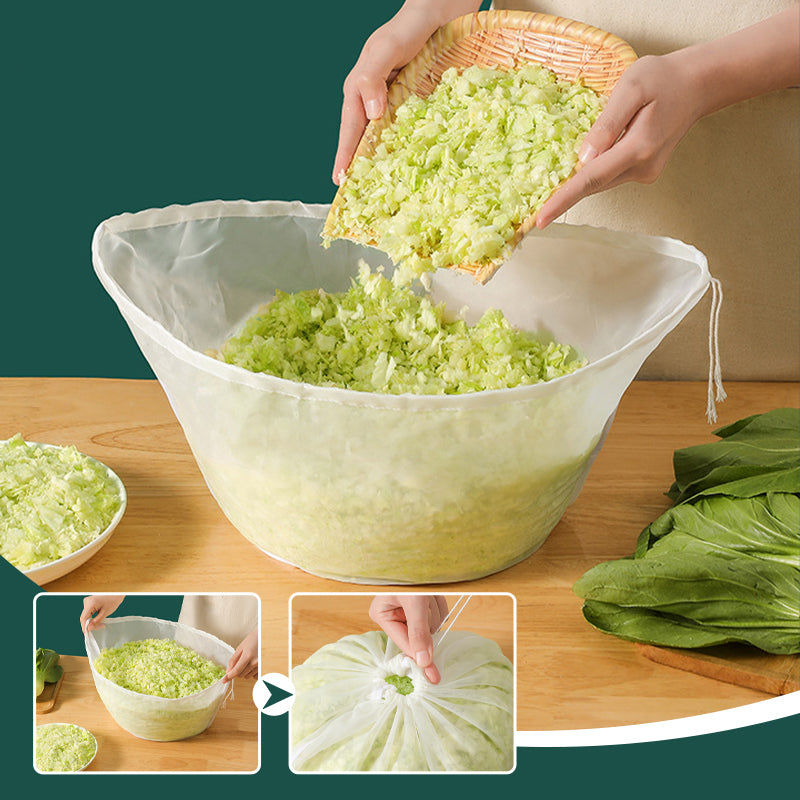 🥬48% OFF NOW! No-Mess Fine Mesh Nylon Strain Bag – Reusable Food Filter Bag for Squeezing Vegetable Water, Straining Juice, Nut Milk & Dumpling Filling, Drawstring Food Strainer Bag for Kitchen