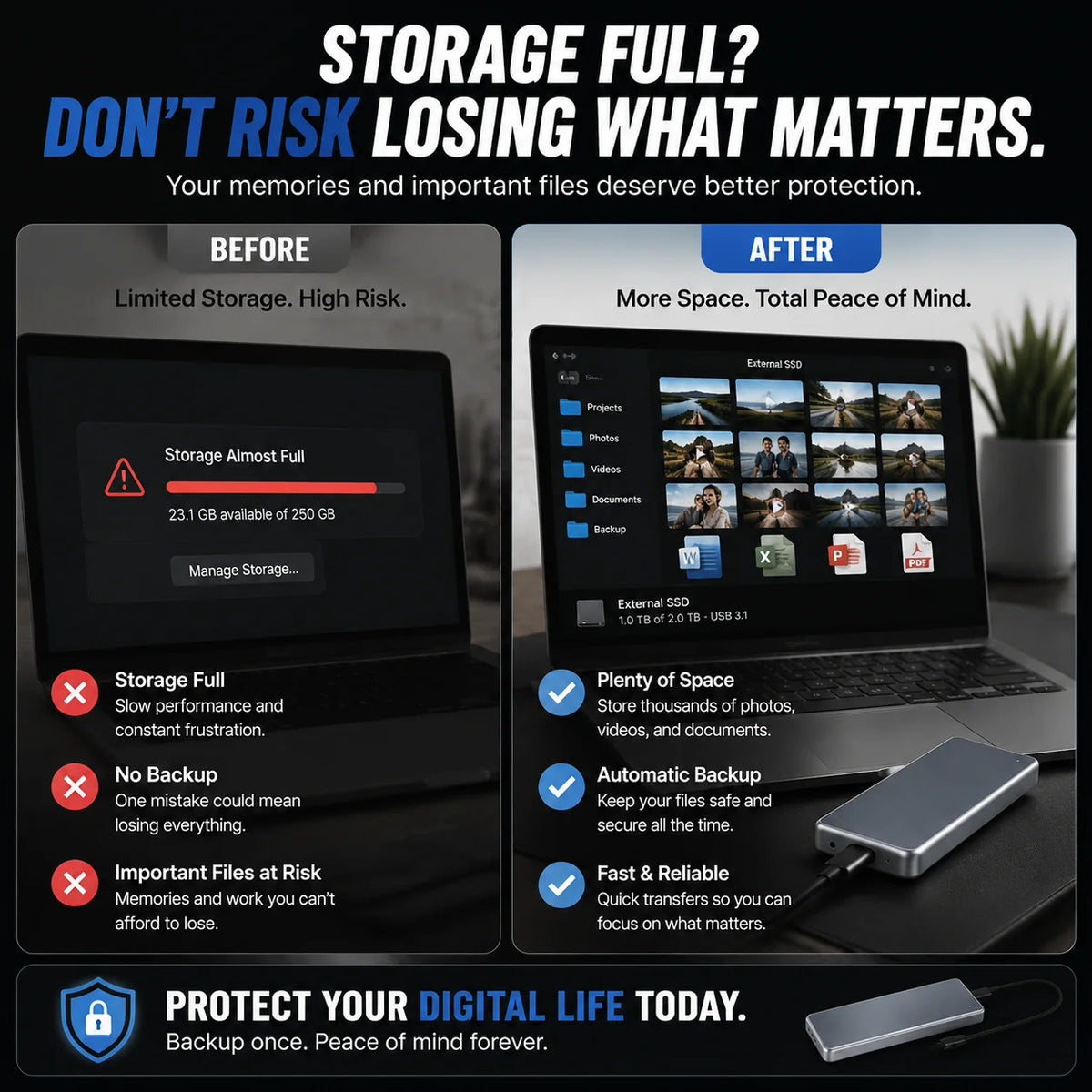 🔥 LAST DAY 48% OFF-Portable External SSD – Protect Your Photos, Videos & Important Files